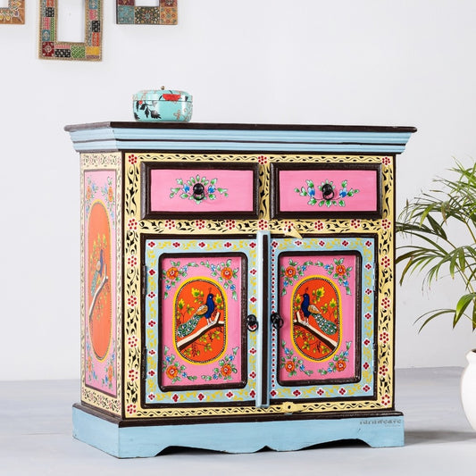 Tika Wooden Handpainted Storage Cabinet (Design2)