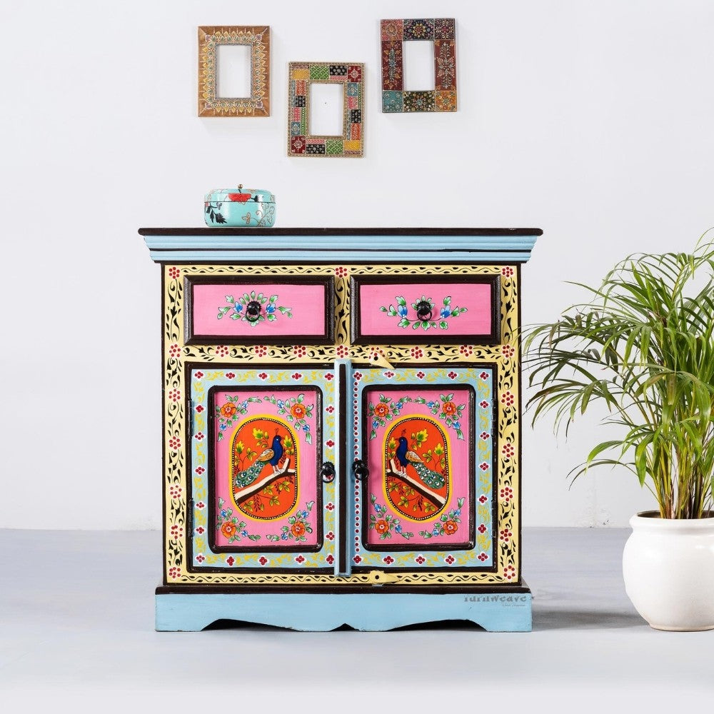 Tika Wooden Handpainted Storage Cabinet (Design2)