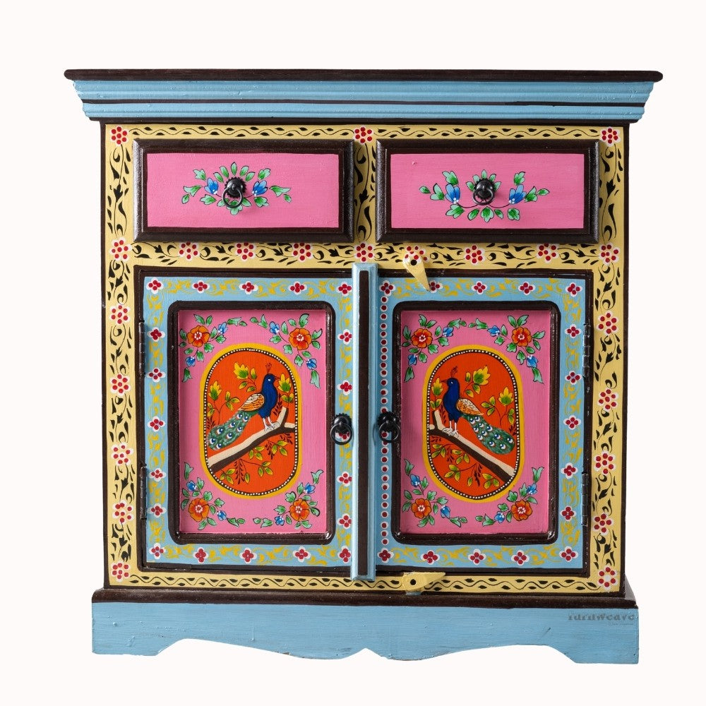 Tika Wooden Handpainted Storage Cabinet (Design2)