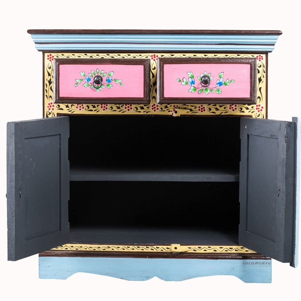 Tika Wooden Handpainted Storage Cabinet (Design2)