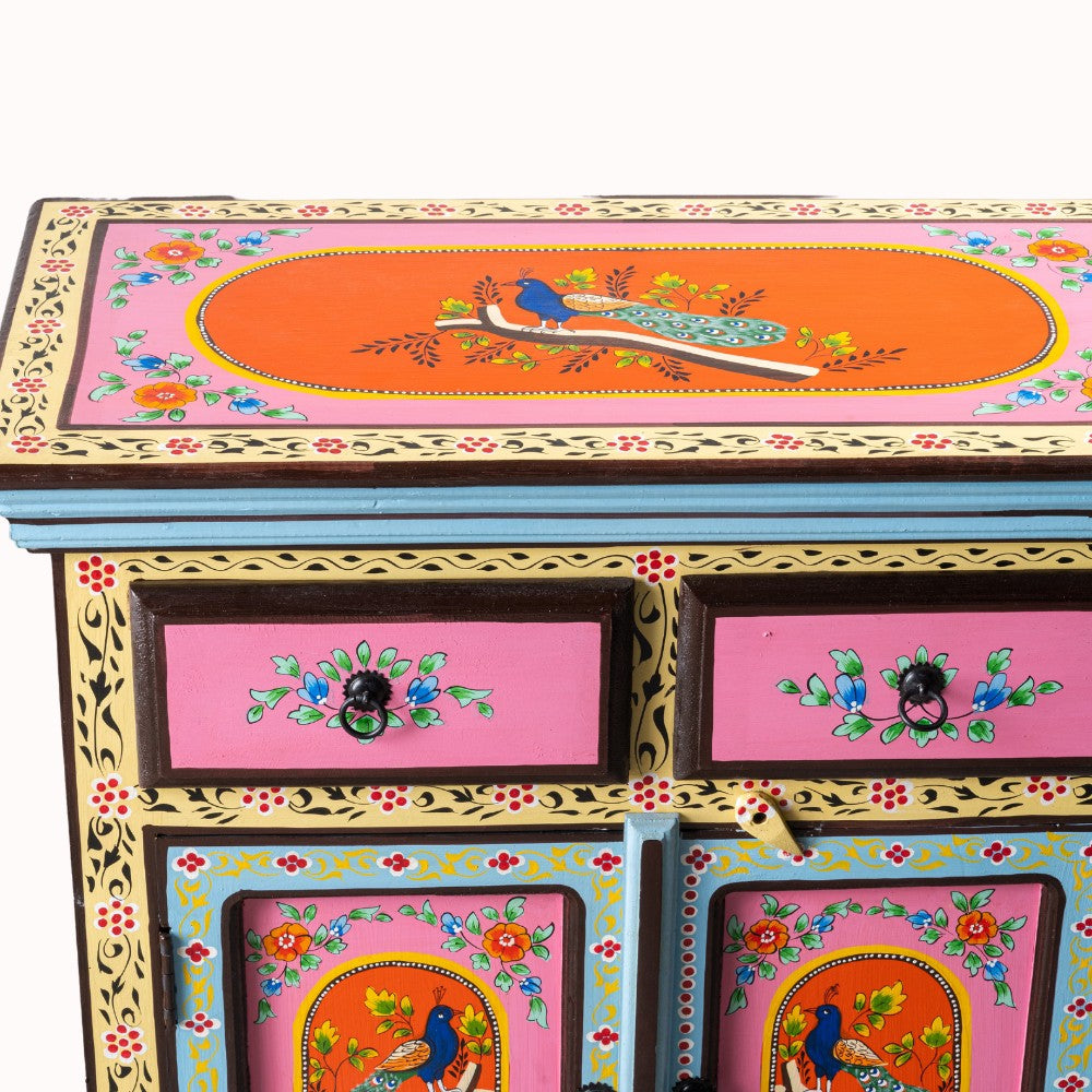 Tika Wooden Handpainted Storage Cabinet (Design2)