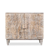 Sanga Wooden Carved Cabinet (White Distress)