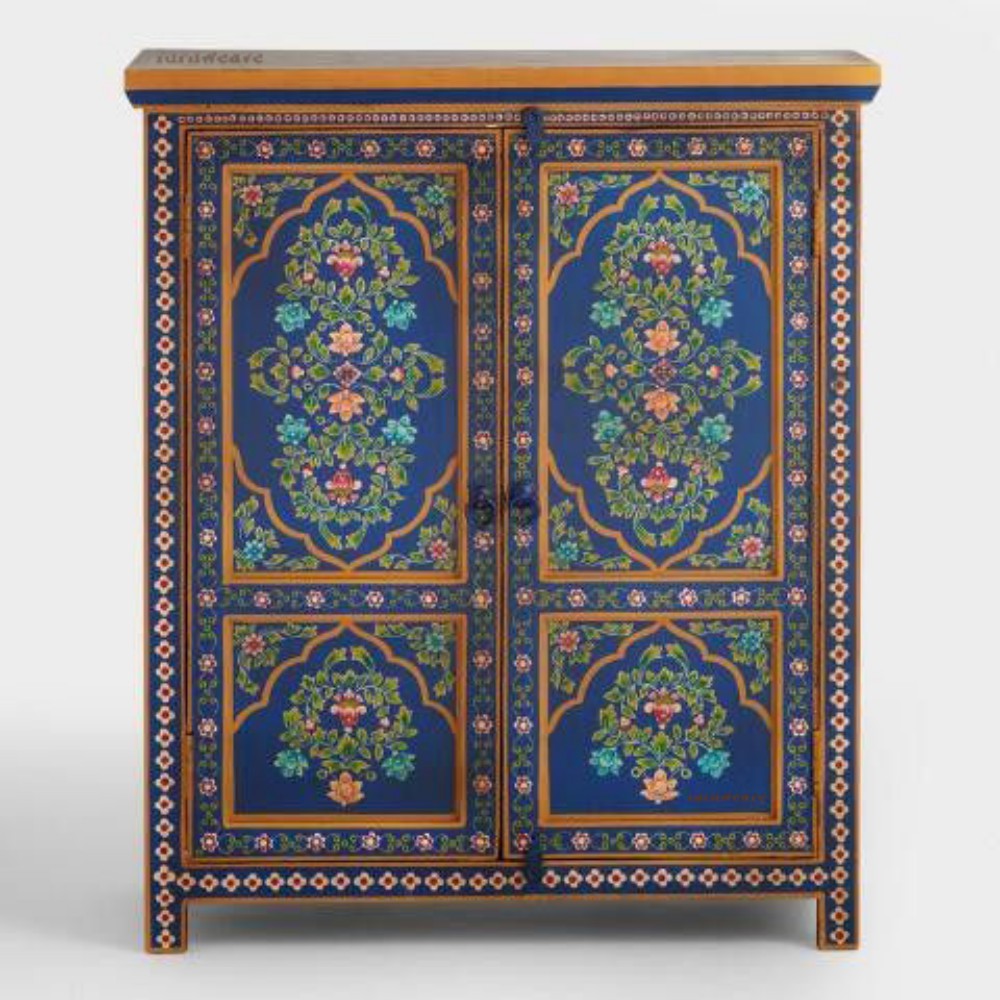 Hirom Wooden Handpainted Storage Cabinet