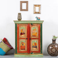 Raja rani Wooden Handpainted Cabinet