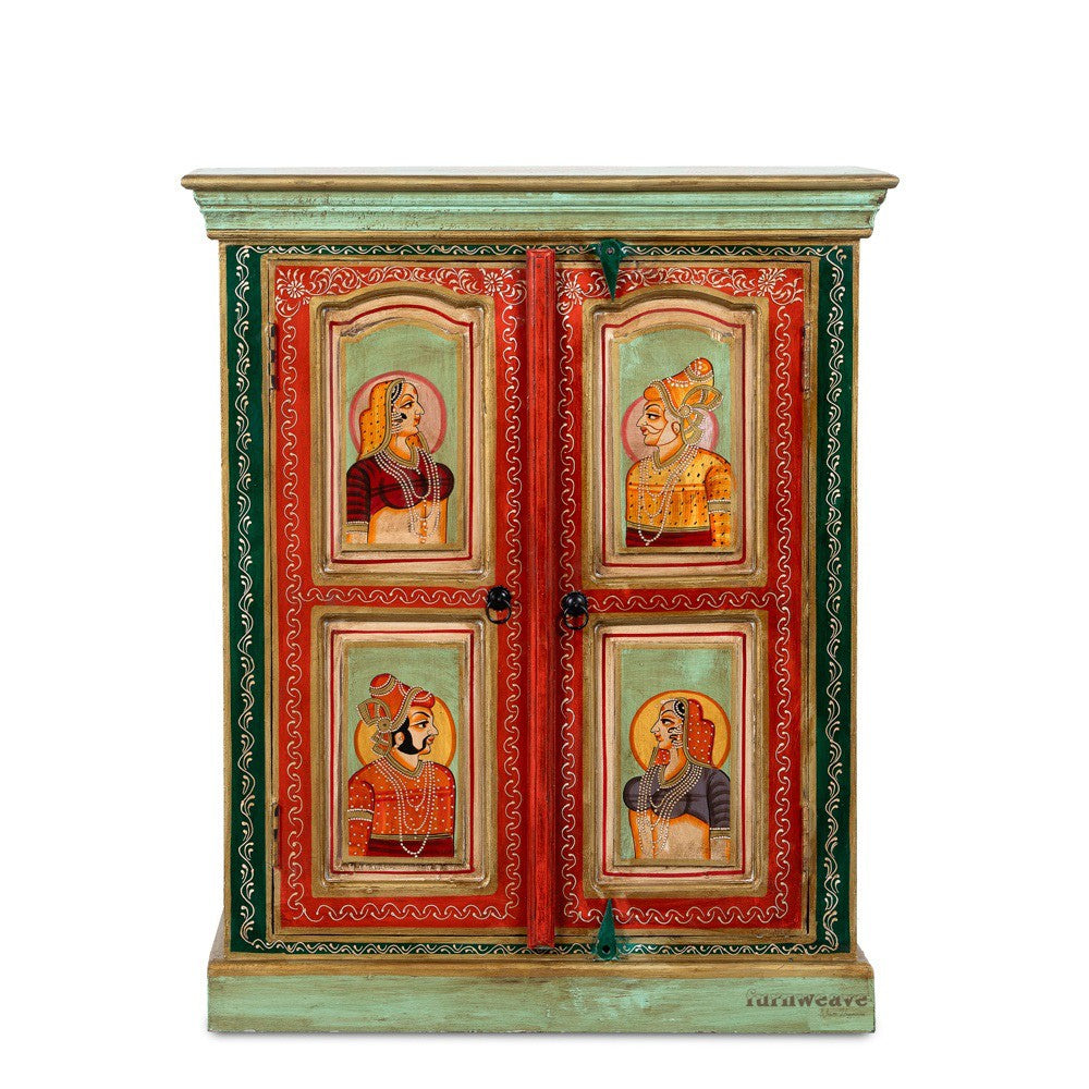 Raja rani Wooden Handpainted Cabinet