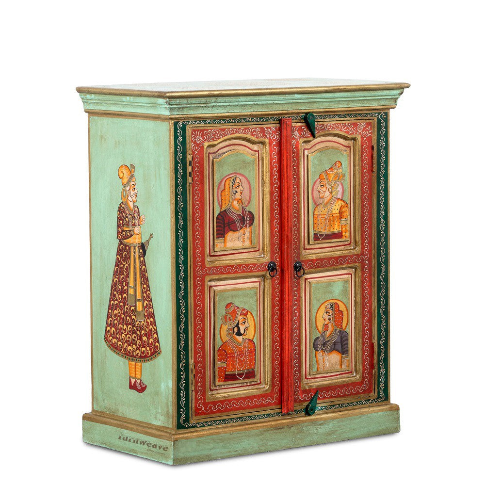 Raja rani Wooden Handpainted Cabinet