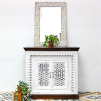 Eupera Wooden Carved Antique Cabinet (White Distress)