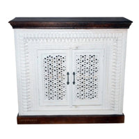 Eupera Wooden Carved Antique Cabinet (White Distress)