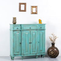 Harvey Wooden Cabinet Storage Unit (Turquoise Distress)