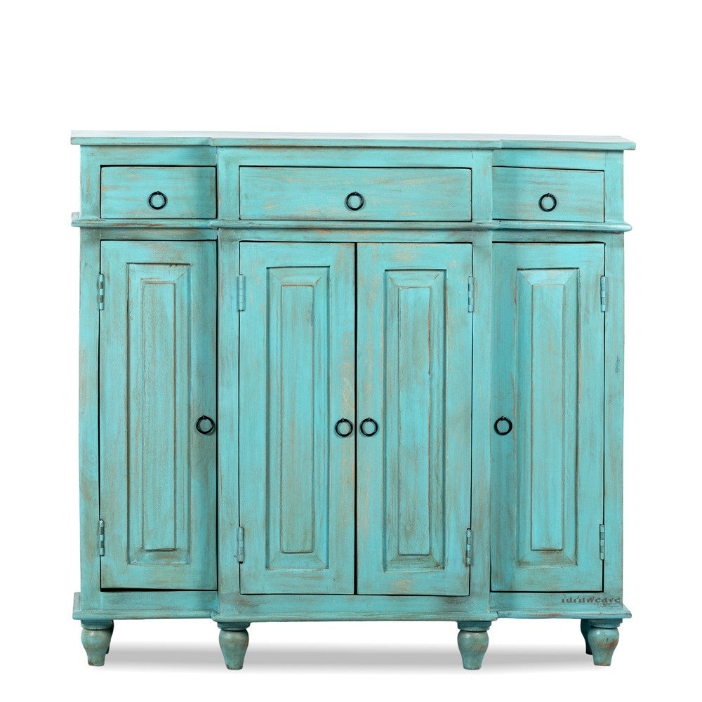 Harvey Wooden Cabinet Storage Unit (Turquoise Distress)