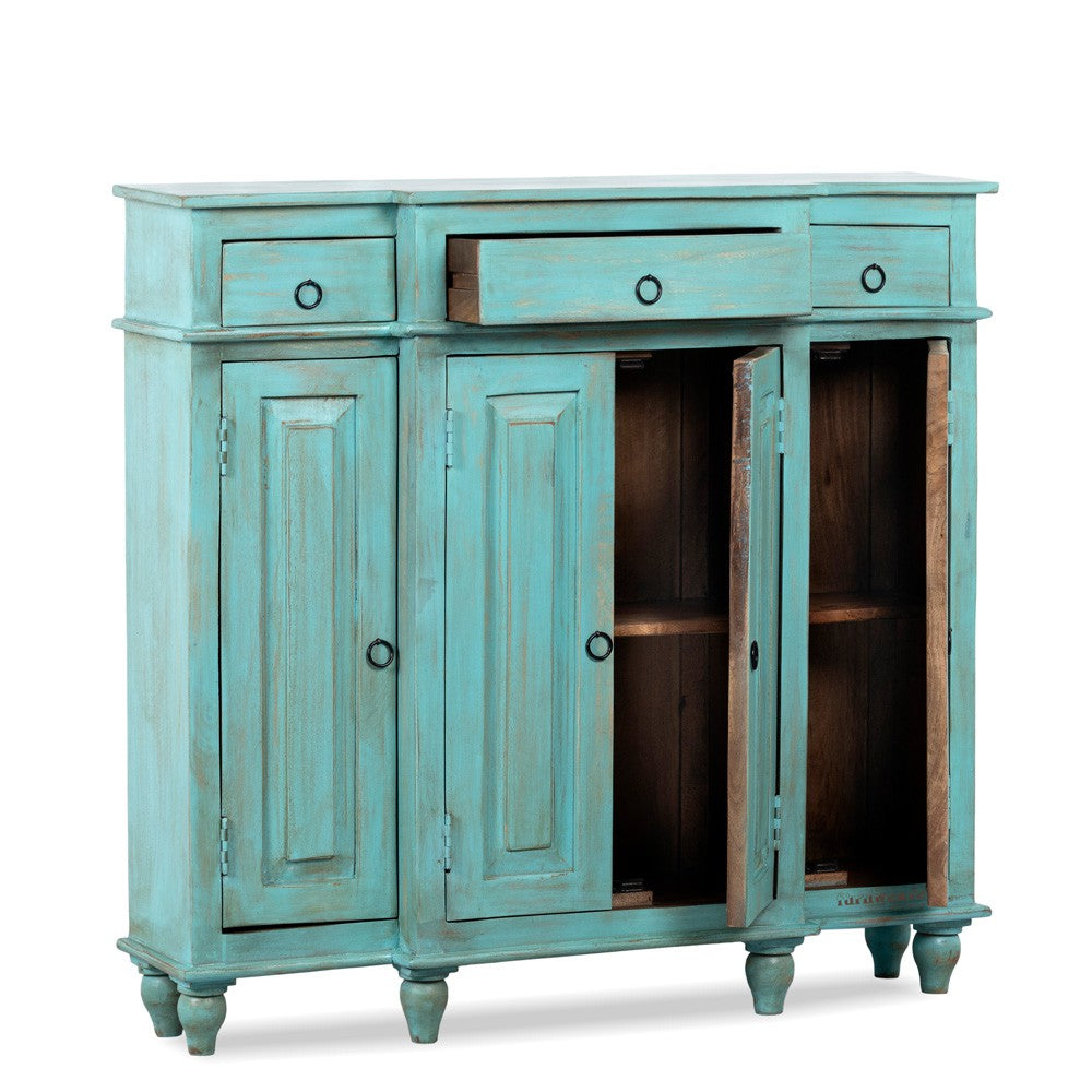 Harvey Wooden Cabinet Storage Unit (Turquoise Distress)