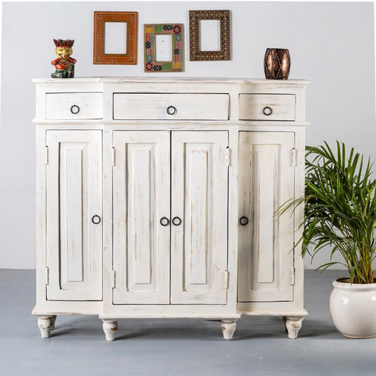 Harvey Wooden Cabinet Storage Unit (White Distress)