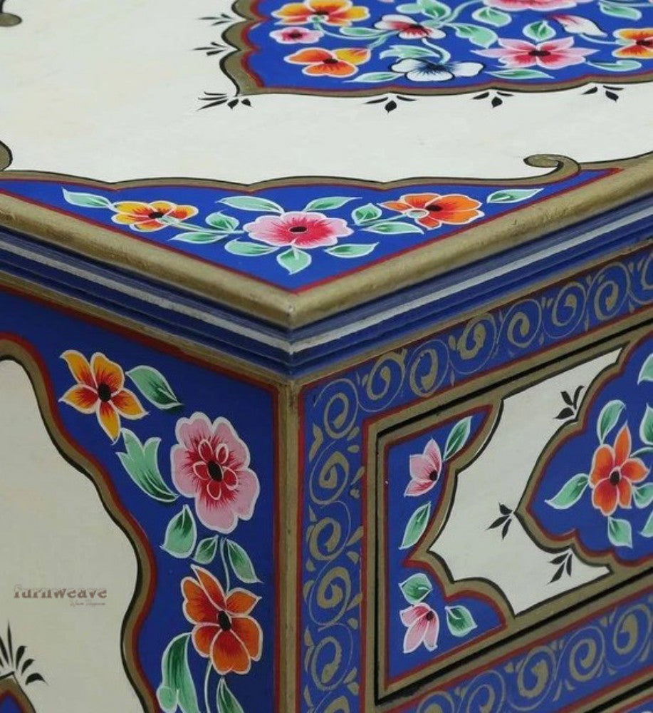 Biven Wooden Handpainted Cabinet with Drawers