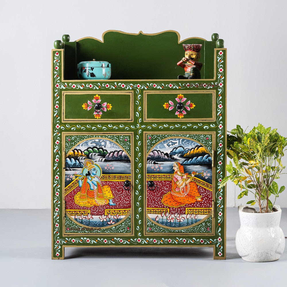 Shri Wooden Cabinet for Storage (Handpainted)