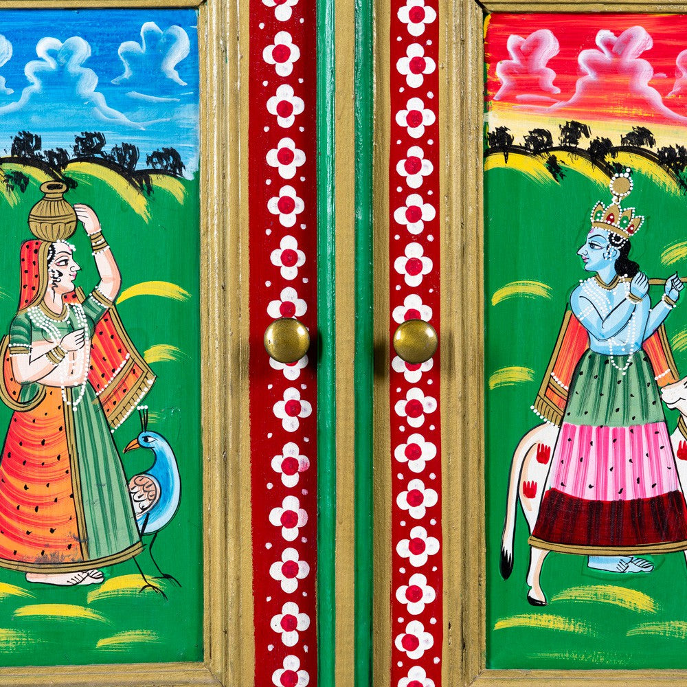 Radha Rani Wooden Handpainted Cabinet