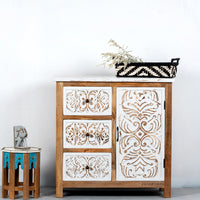 Jika Wooden Carved Cabinet (White Distress)