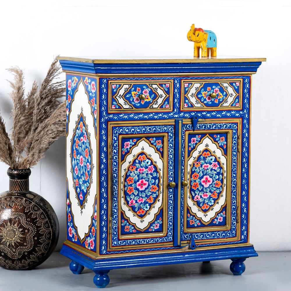 Biven Wooden Handpainted Cabinet with Drawers (Model 2)