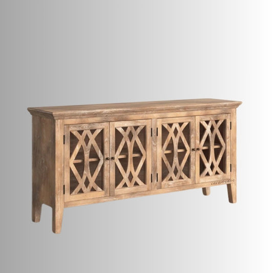 Kritam Wooden Designer Jali Sideboard (Natural Antique)