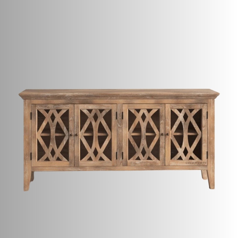 Kritam Wooden Designer Jali Sideboard (Natural Antique)