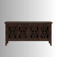 Kritam Wooden Designer Jali Sideboard (Walnut Antique)