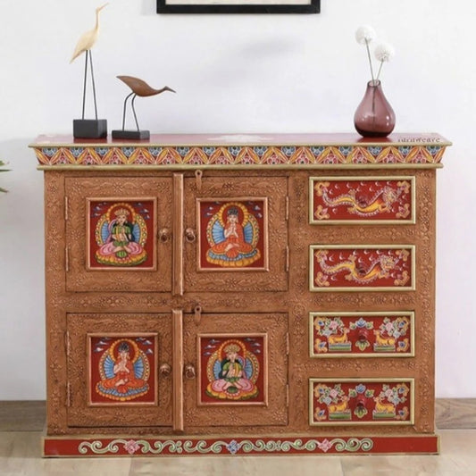 Drago Wooden Handpainted Sideboard Cabinet