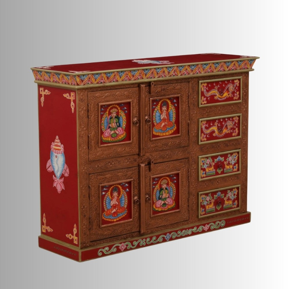 Drago Wooden Handpainted Sideboard Cabinet