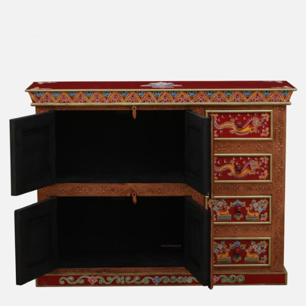 Drago Wooden Handpainted Sideboard Cabinet