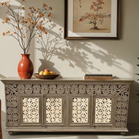 Eistha Wooden Carved Sideboard (Brown)