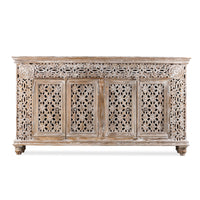 Kalel Wooden Carved Sideboard (White Distress)