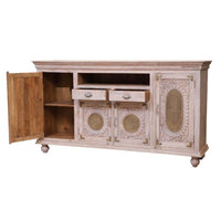 Rika Wooden Brass Fitted Sideboard (Cream)