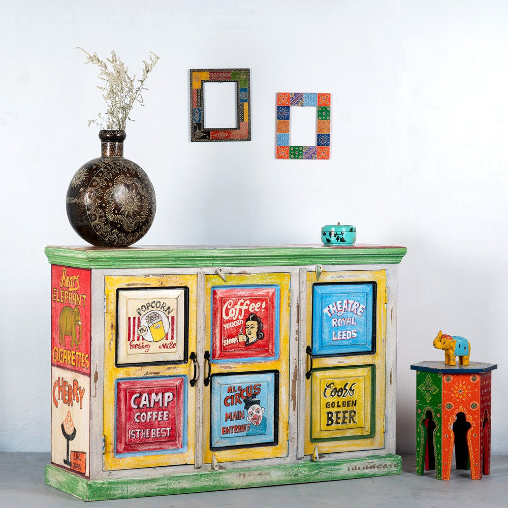 Drishya Wooden Handpainted Sideboard