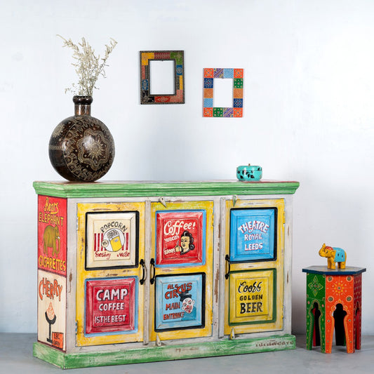 Drishya Wooden Handpainted Sideboard