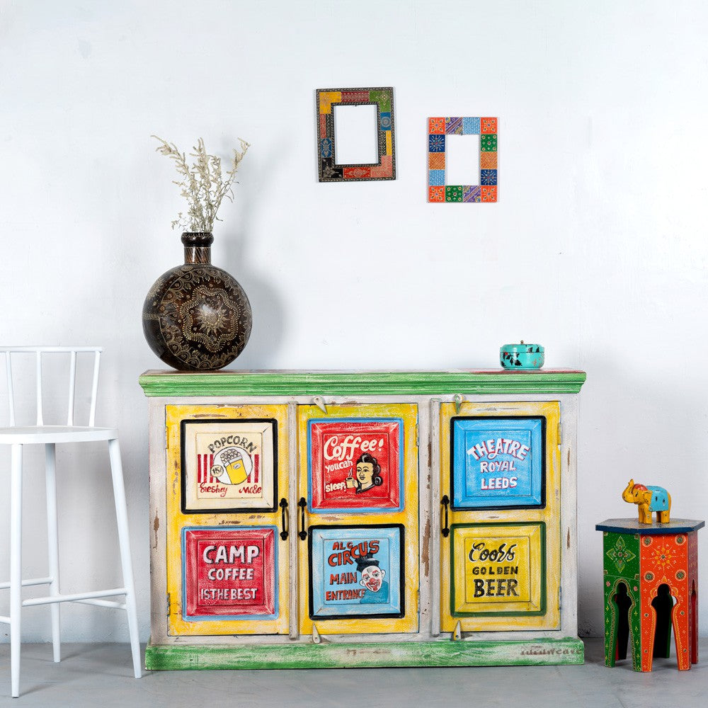 Drishya Wooden Handpainted Sideboard