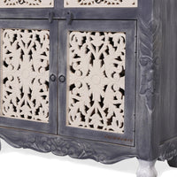 Atena Wooden Carved Sideboard Storage (Grey Antique)