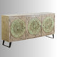 Ashra Wooden Carved Sideboard for Storage(Brown Green Distress)