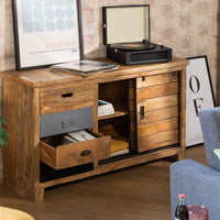 Kefta Industrial Solid Wood Sliding Sideboard (Industrial Natural)