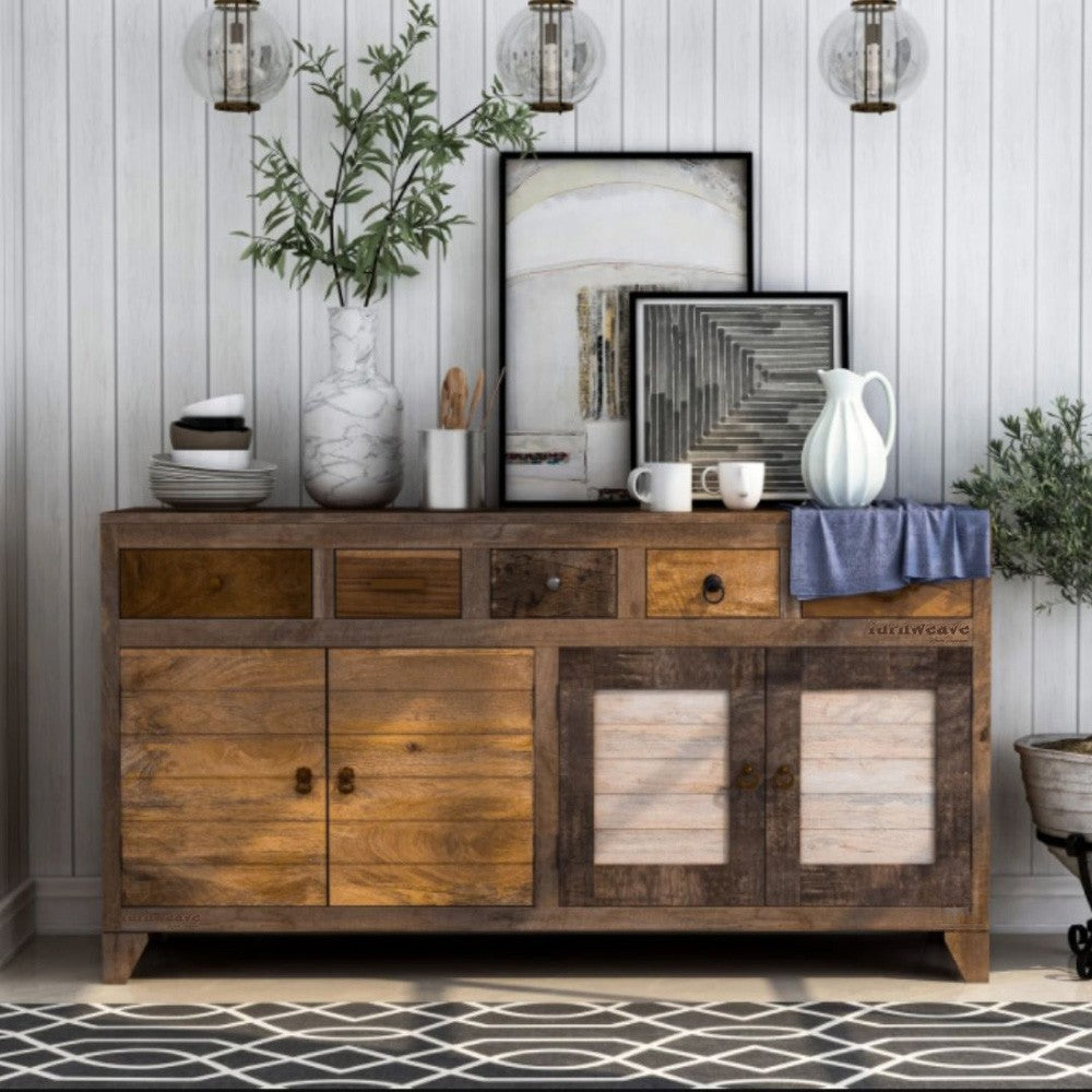 Indie Wooden Sideboard for Storage (Walnut)