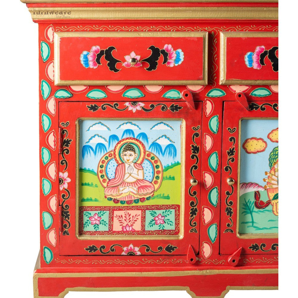 Kalakre Wooden Handpainted Sideboard Storage Cabinet