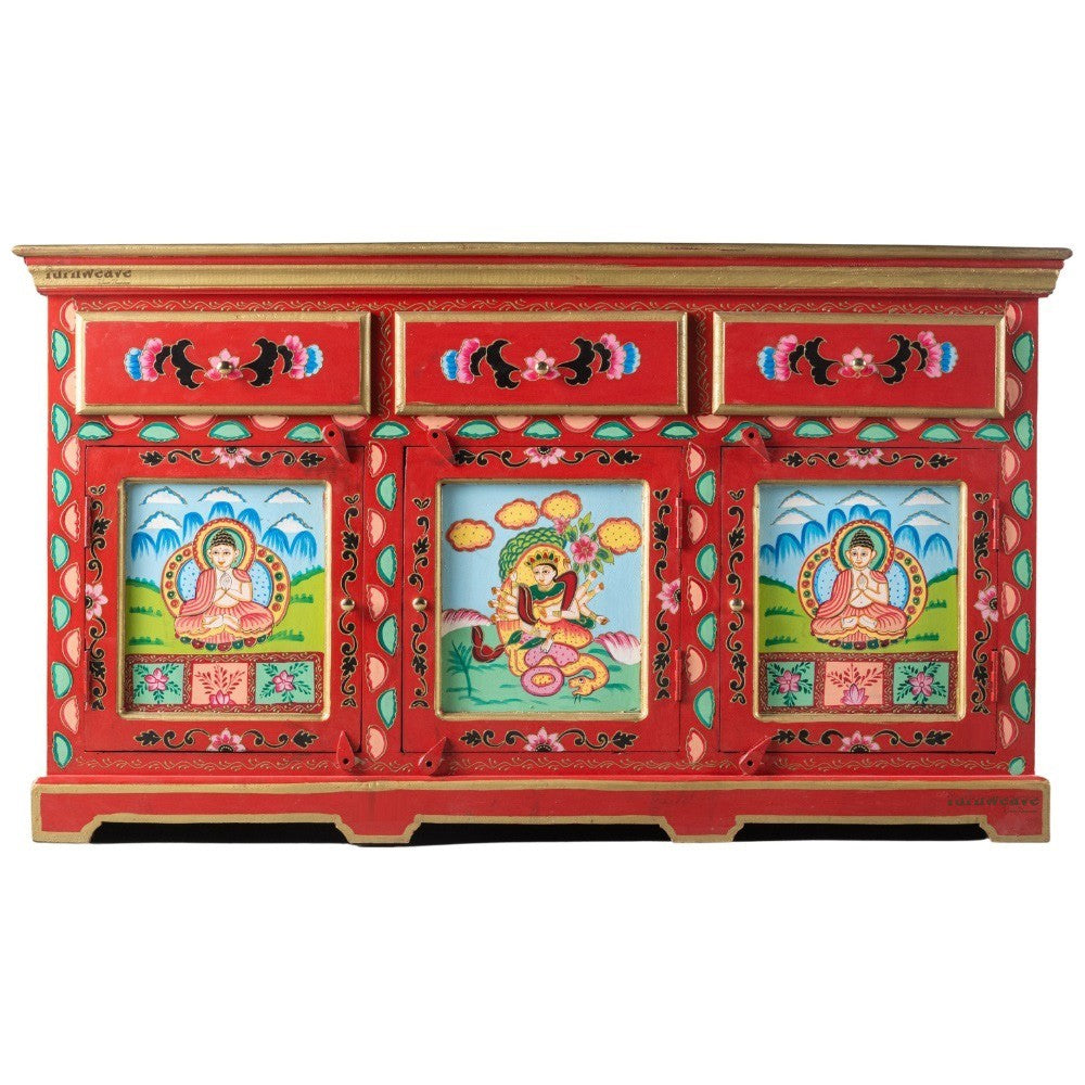 Kalakre Wooden Handpainted Sideboard Storage Cabinet