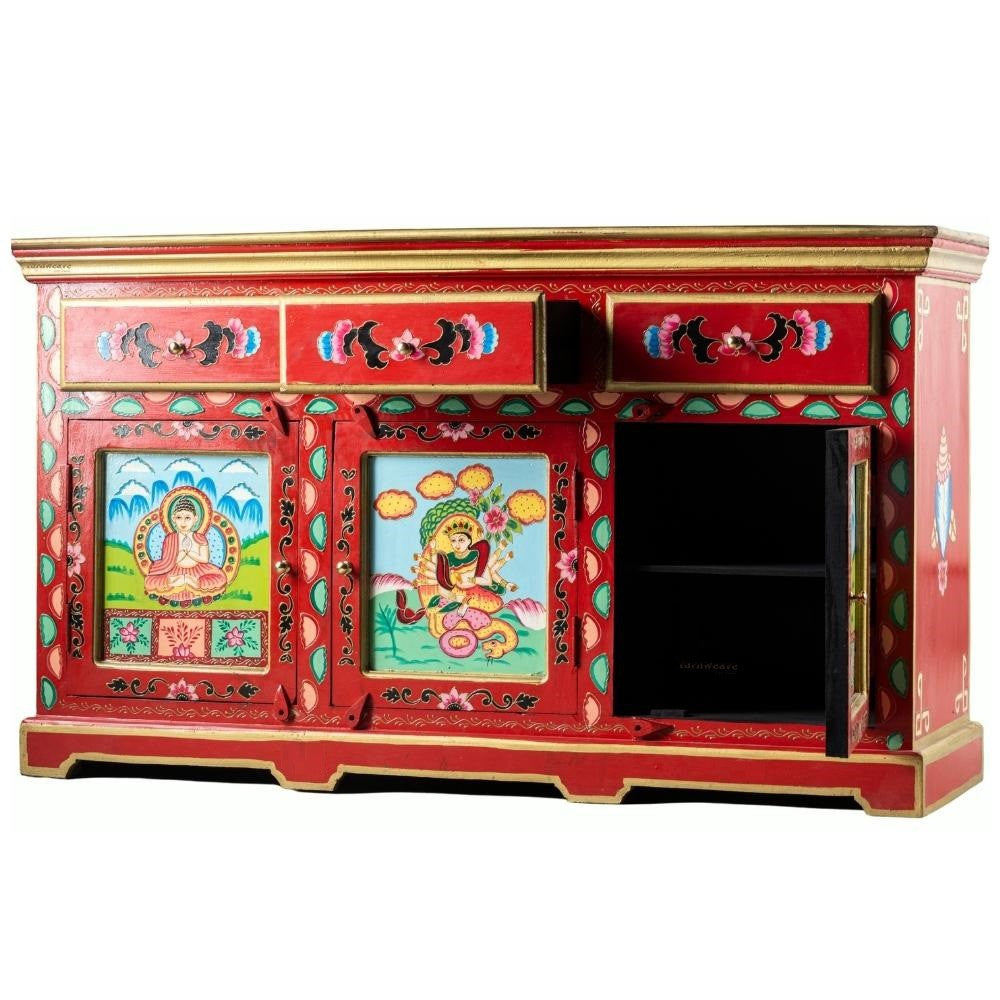 Kalakre Wooden Handpainted Sideboard Storage Cabinet