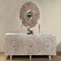 Kelki Wooden Carved Cabinet (White Distress)