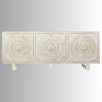 Kelki Wooden Carved Cabinet (White Distress)