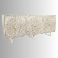 Kelki Wooden Carved Cabinet (White Distress)