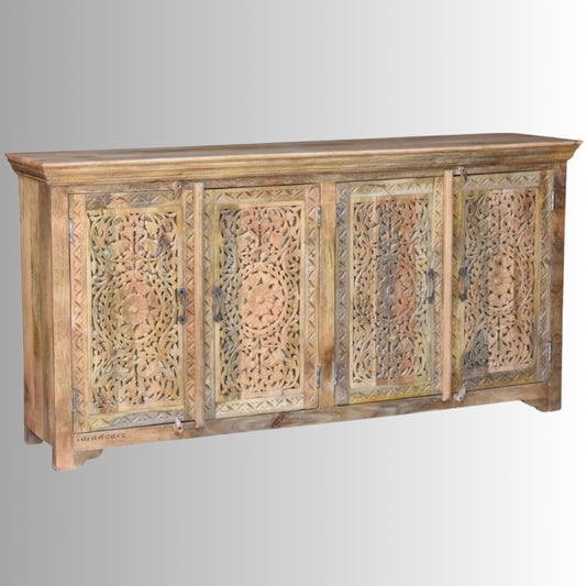 Jagti Wooden Carved Sideboard (Natural Rustic)