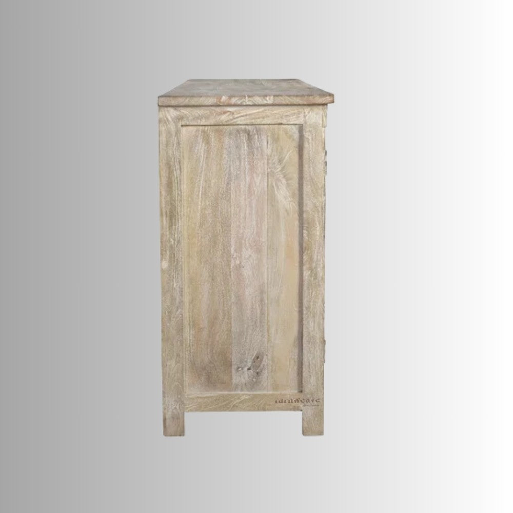 Chokar Wooden Rustic Sideboard (Natural White Distress)