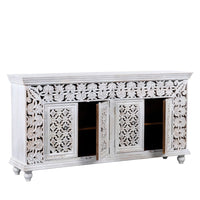 Eistha Wooden Carved Sideboard (White Distress)