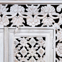 Eistha Wooden Carved Sideboard (White Distress)