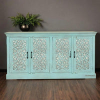 Ining Wooden Carved Sideboard (Light turquoise)