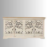 Sevena Wooden Carved Sideboard (Off White Distress)