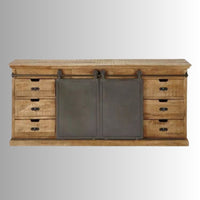 Saang Industrial Solid Wood Sliding Sideboard (Industrial Natural)